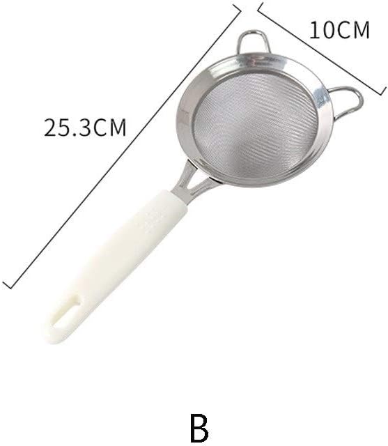 Premium Stainless Steel Fine Mesh Strainers with Sturdy Handle and Wider Hook for Kitchen Cooking Food Preparation Fine mesh Strainer Frying Filter Spoon Oil ski (B)
