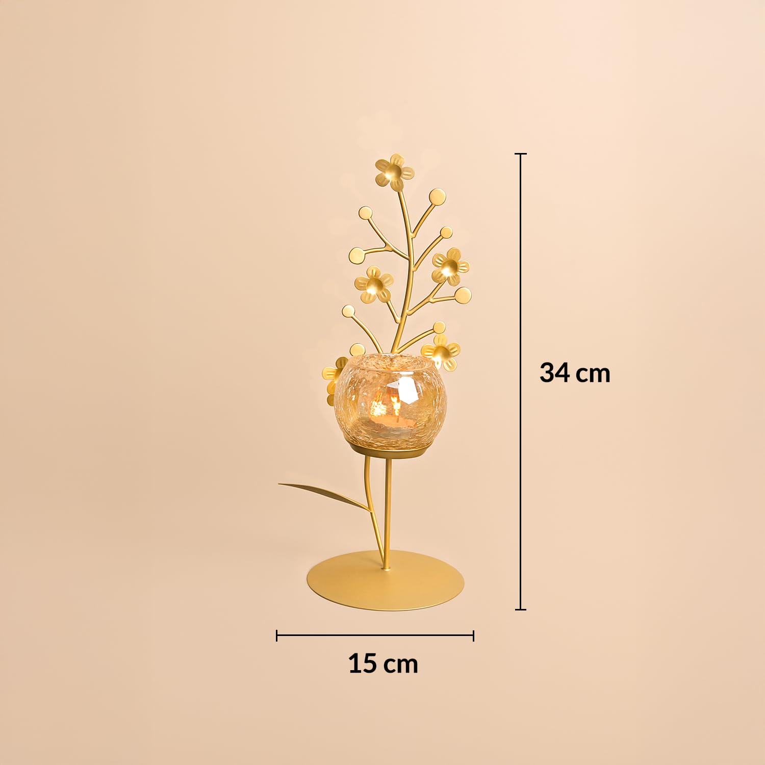 Golden Metal Glass Votive Holder - Elegant Candle Decor -8