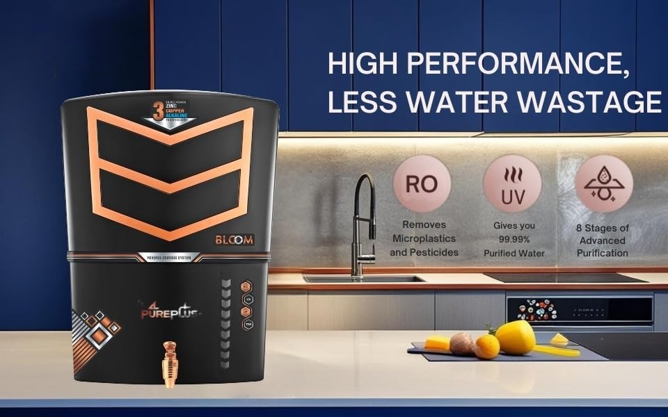 Image of Pureplus Zinc Copper Alkaline Hydrogen RO Water Purifier |12 Liter Storage | RO+ZN+CU+ALK+ Negative ORP+UV+UF+TDS+PF | Best Water Filter for Home Drinking (Made In India)