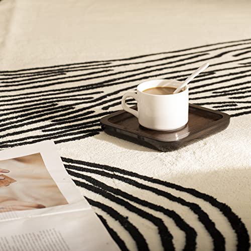 Yihouse Faux Wool Collection 5'×8' Area Rugs Non-Shedding Carpet Rugs For Bedroom Living Room Home Office Area Rug - Modern Lines #TOP3