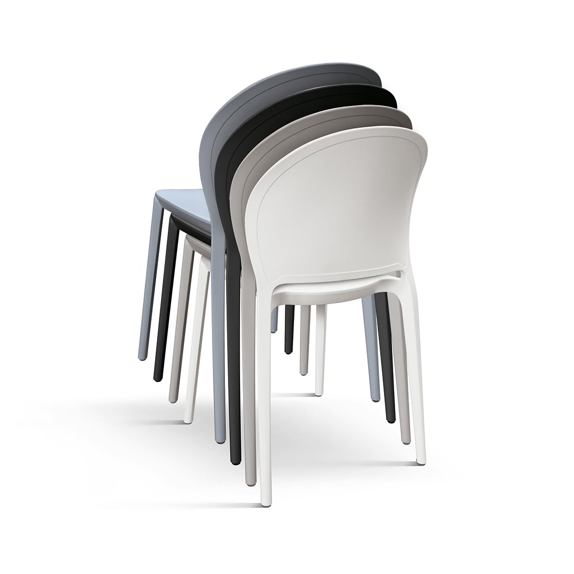 PAZZO DESIGN Chaise Stefania, Ensemble de 4, Noir, Chaises polypropylène, Chaises Cuisine, Chaises Salle à Manger, Chaises Jardin, Empilables - id_1993