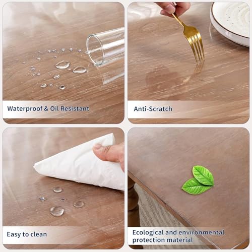 Image of 17 x 54 Inch Clear Table Cover, 2mm Thick Vinyl Table Mat, Desk Protector