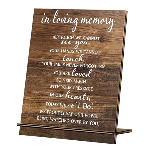 Placa de recuerdo de boda rústica – Decoración de mesa de madera para recepciones | Placa conmemorativa con letras elegantes y superficie lisa para la decoración de ceremonias, tributos y