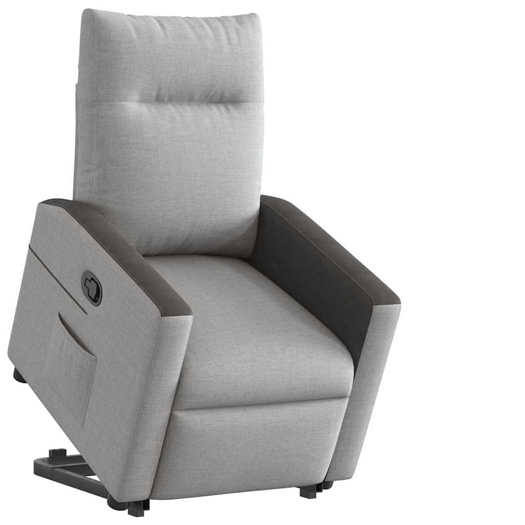 Fotel relaksacyjny z funkcją wspomagania wstawania i silnikiem elektrycznym, obicie materiałowe, 69 x 86 x 100 cm, tapicerowany fotel do salonu, sypialni, wygodny fotel pojedynczy z kieszenią