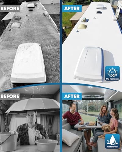 Image of Kohree RV Roof Coating 1 Gallon, 100% Silicone RV Roof Sealant, White | No Primer Needed, Waterproof Solar Reflective Flexible RV Sealant for EPDM, TPO, Campers, Trailers, Leak Repairs