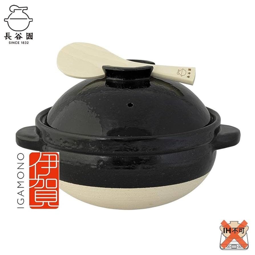 長谷園 かまどさん 3合炊き しゃもじ　鍋敷き付き 伊賀炊飯土鍋　貴重 Amazon｜伊賀焼 長谷園 かまどさん 三合炊き 鍋敷・しゃもじ