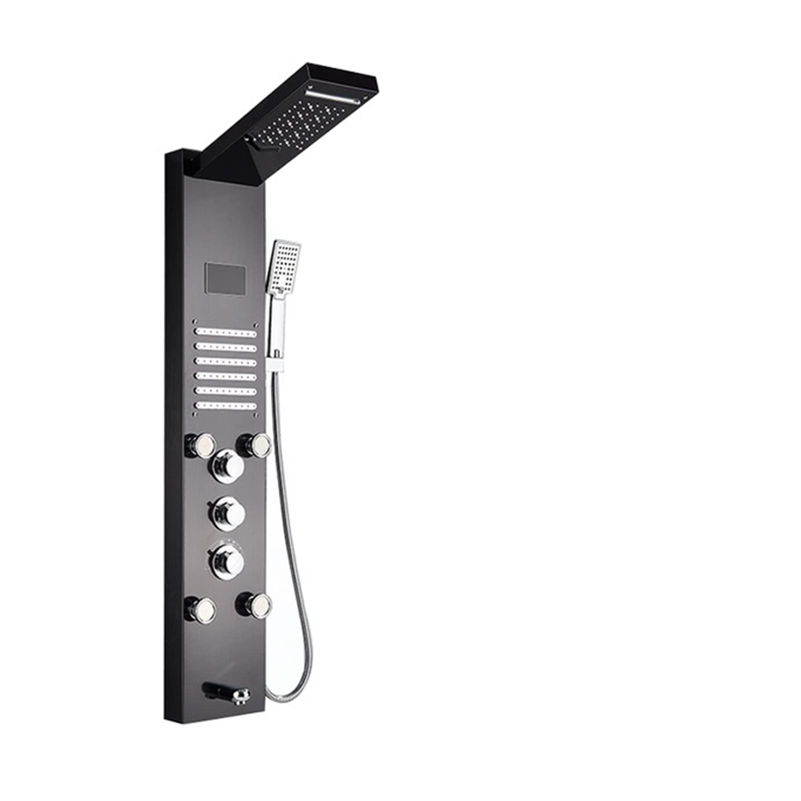Soywim Black Bronze 8004 Shower System, Black Nickel Led Rain Waterfall Shower Faucet Set Panel Column Multi-Functional Nozzle Massage Spa Jet Temperature Screen(Black Bronze 8004)