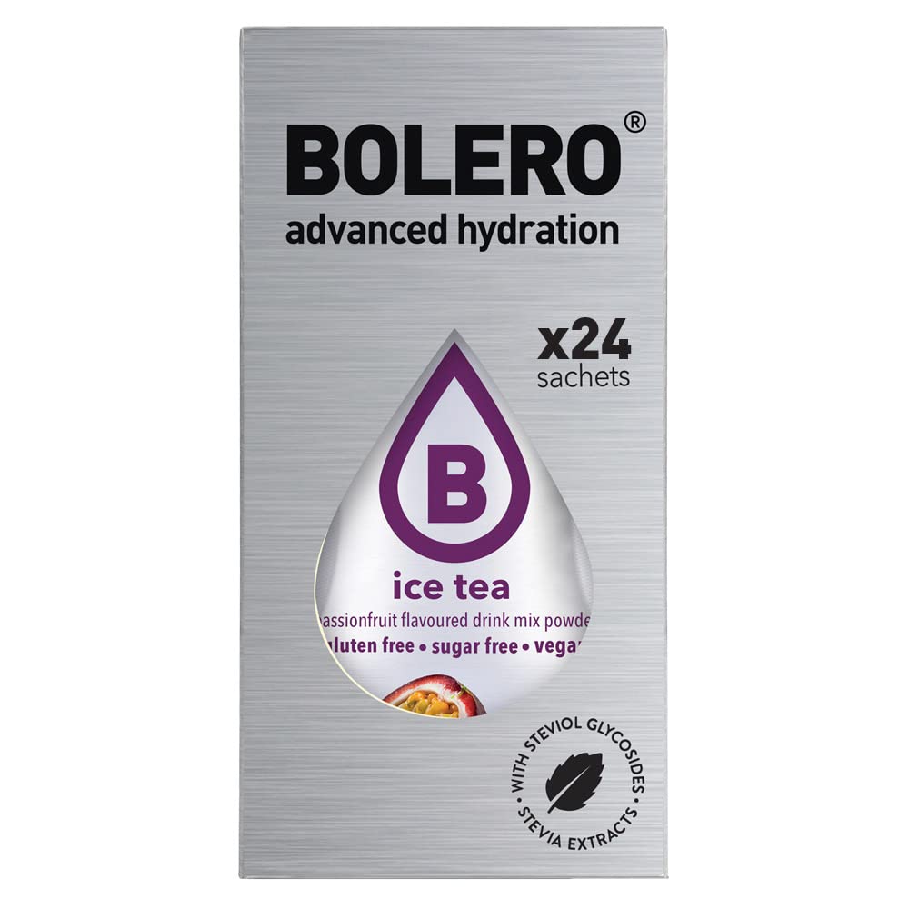 Bolero napój 24 saszetki 3 g kije owocowe przygotowany proszek rozpuszczalny do świeżego napoju w wodzie produkt, 72 g słodzone stewii (Ice Tea Passion fruit)
