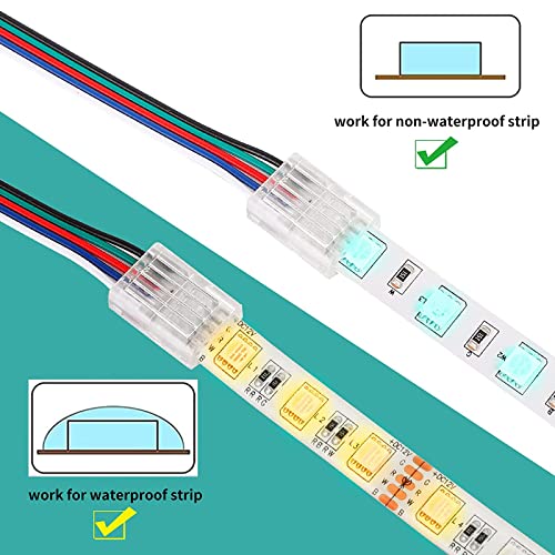 HOMELYLIFE 10 Pcs 5 Pin 12mm LED Strip Connectors Solderless with 16.4ft Extension Cable 5 Conductor for Waterproof or Non-Waterproof 12mm Wide RGBW RGBWW LED Strip Lights - Image 3