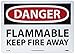 NMC D417RB OSHA Sign, Legend "DANGER - FLAMMABLE KEEP FIRE AWAY", 14" Length x 10" Height, Rigid Plastic, Black/Red on White