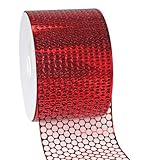 C.E. Pattberg CHICAGO Perforated Ribbon - red, 45 m Gift Band For Wrapping And Decorating, 80 mm Width, Metallic Ribbon For Weddings, Easter, Christmas, Birthdays, Crafting Ideas And Decorations