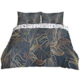 YZQGLHP Monstera Funda Nórdica Reversible Individual 135x200 cm - para Cama 80/90 cm - Microfibra 2 Diseños - Incluye 2 Fundas de Almohada ESTÁNDAR 45x75 cm Hojas de Palma