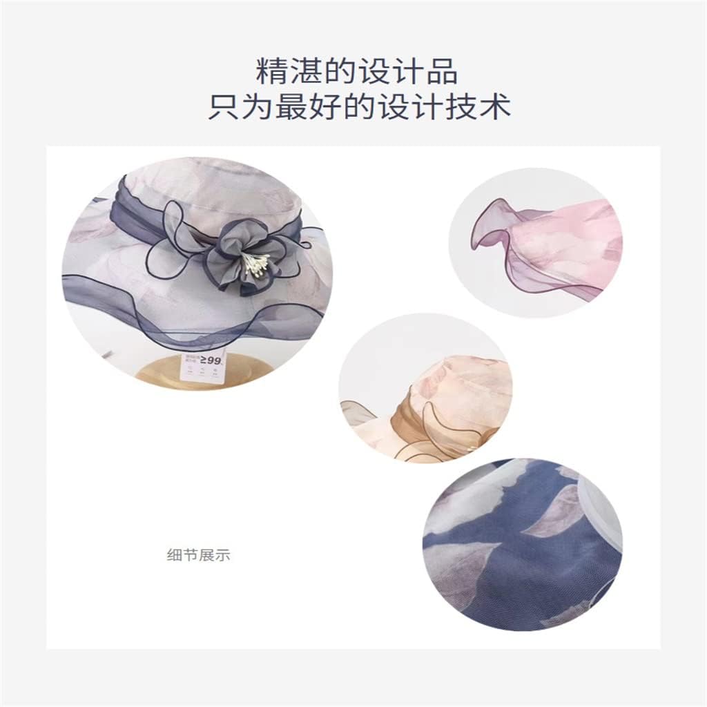 MZDM Summer Women's Silk Silk Flower Fisherman Hat Foldable Lightweight Sunshade Hat Holiday Print (Color : Black, Size : 56-58cm) : Clothing, Shoes & Jewelry