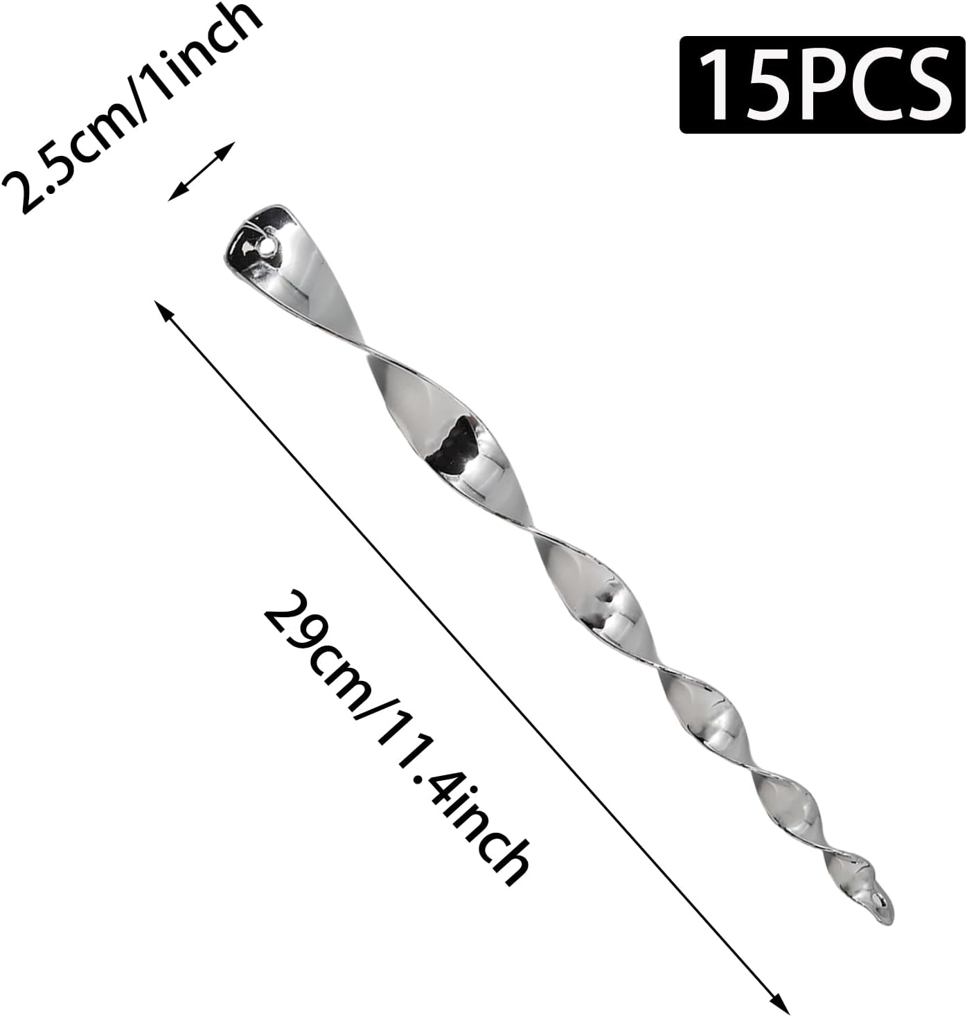 15Pcs 12inch Silver Spiral Bird Repellent Reflective Scare Rods
