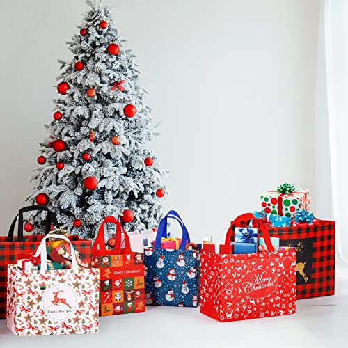 YANGTE 20 Pack Christmas Gift Bags Assorted Sizes, Reusable Tote Bags with Handle, Includes 4 Large 8 Medium 8 Small Non-Woven Christmas Bags for Xmas Party Favors - image 6