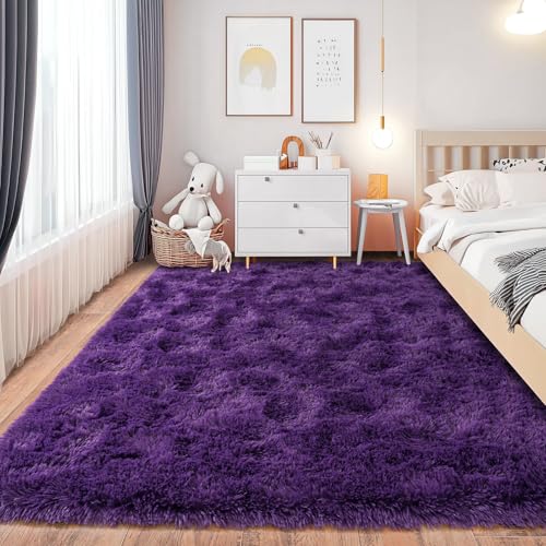 Chicnix Teppich Schlafzimmer 140x200 cm Flauschig, Hochflor Teppich Wohnzimmer Traubenviolett, Weiche Plüsch rutschfest Shaggy Langflorteppich für Kinderzimmer Heim Dekor Chicnix Teppich Schlafzimmer 140x200 cm Flauschig, Hochflor Teppich Wohnzimmer Traubenviolett, Weiche Plüsch rutschfest Shaggy Langflorteppich für Kinderzimmer Heim Dekor