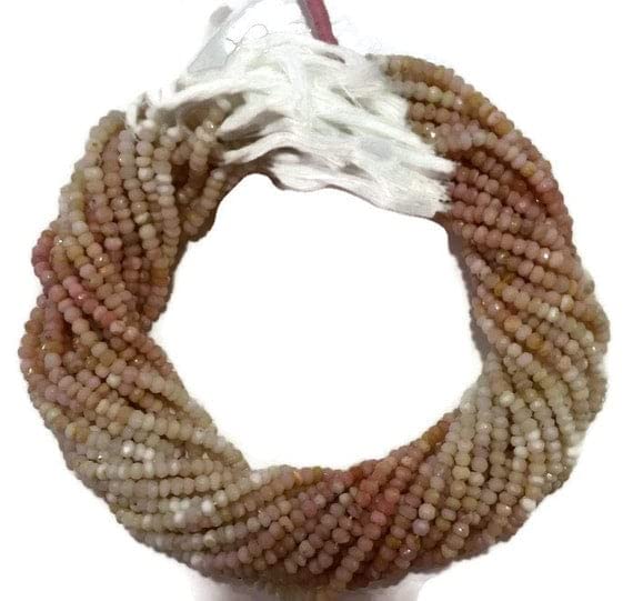 Perles rondelles opale rose naturelle 3-4mm pour création de bijoux artisanaux
