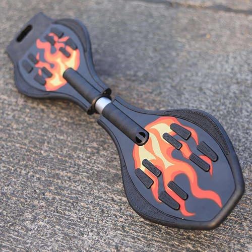 Image of Aluminium Wave Board Skateboard with Carry Bag, Anti-Slip Deck Caster Board with 360 Rotating Wheels, Durable Lightweight Street Surfing Board for Kids Teens Adults (Design 2)