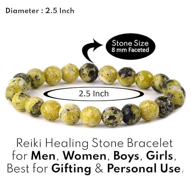 Image of Reiki Crystal Products Natural Crystal Stone 8 mm Faceted Diamond Cut Beads Bracelet for Men & Women | Reiki Charged Gemstone Bracelet | Multiple Stone Variants Available