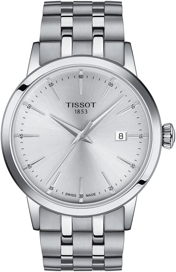 Mens Tissot Classic Dream 316L Stainless Steel case Quartz Watch, Grey, Stainless Steel, 22 (T1294101103100)