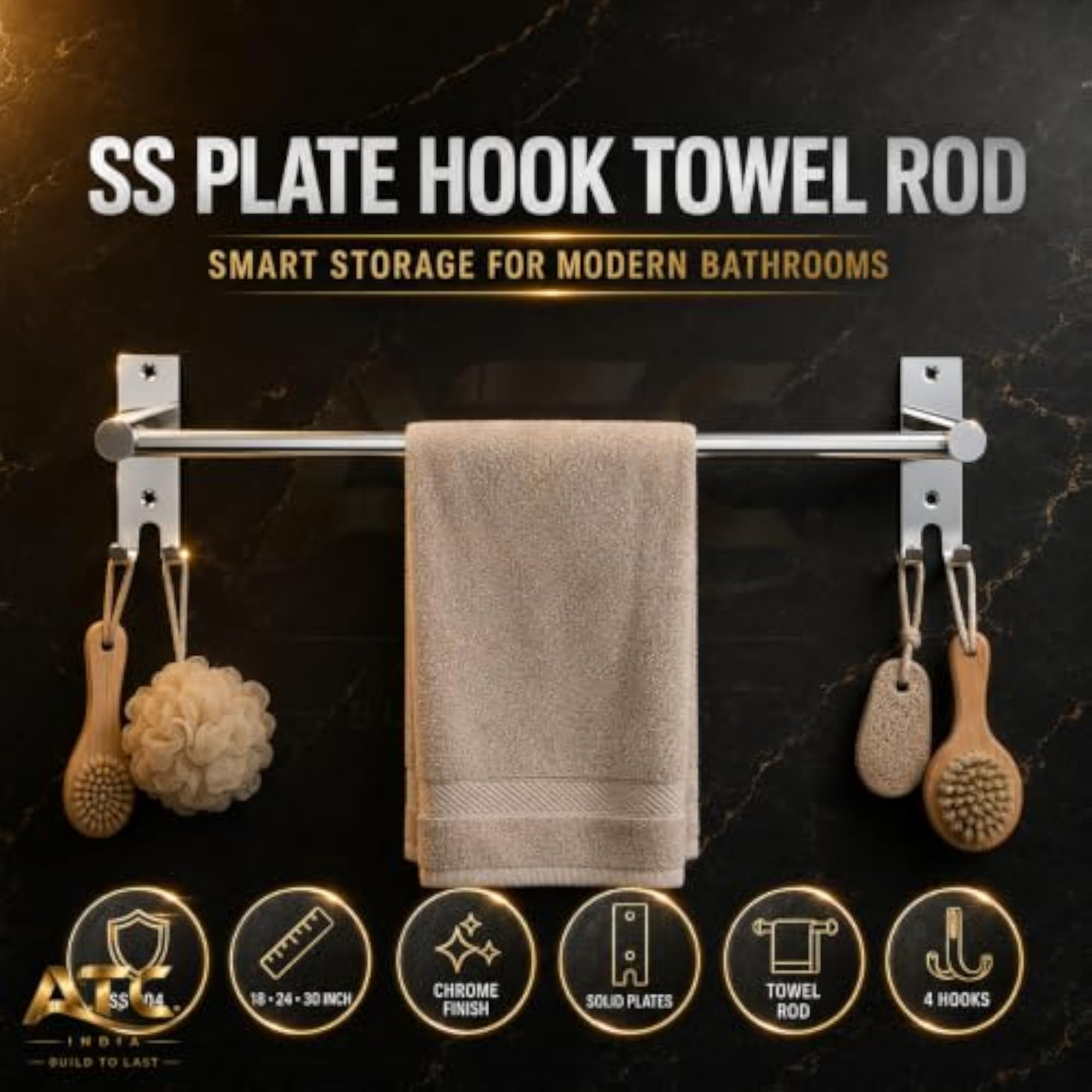 18" Stainless Steel Towel Bar for Bathroom