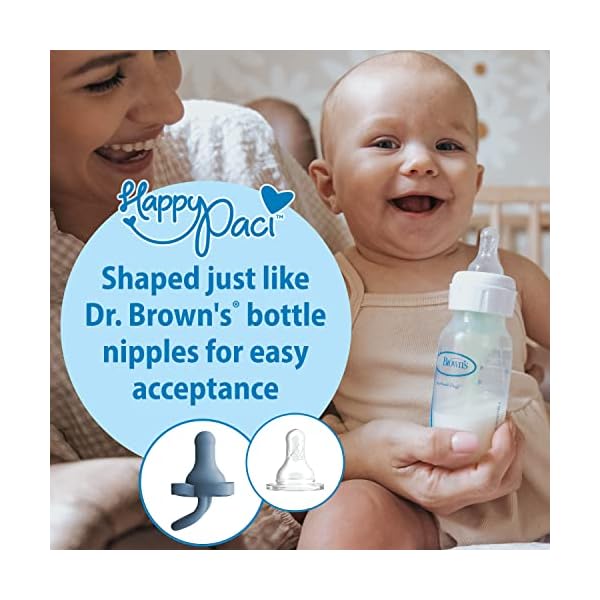 Dr. Brown's HappyPaci Schnuller aus 100 % Silikon, 0–6 m, BPA-frei, Weiß, Blau, Hellblau, 3er-Pack – Bild 3