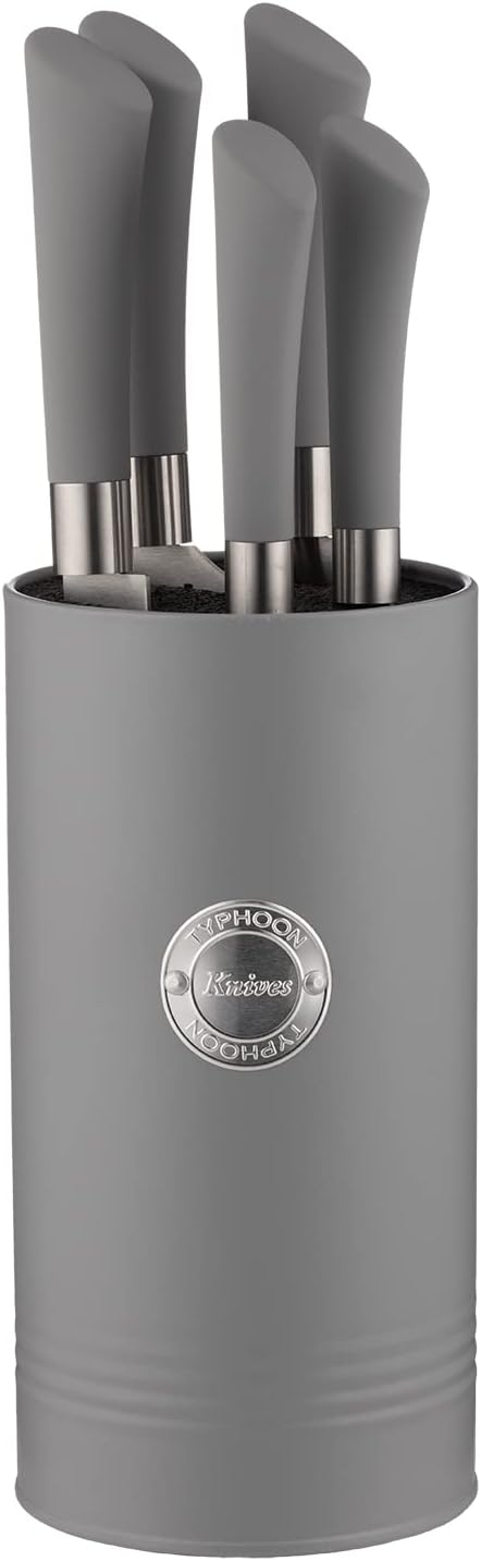 Typhoon Living 6 Piece Knife Grey Knife Set with Knife Block