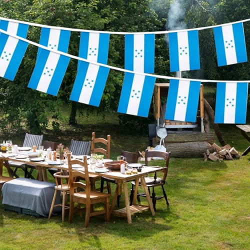 Image of Honduras Flags Honduran String Flag Banners for Patriotic Events Independence Day Sports Bars Inside Outside Decorations 33 Feet 30 Flags