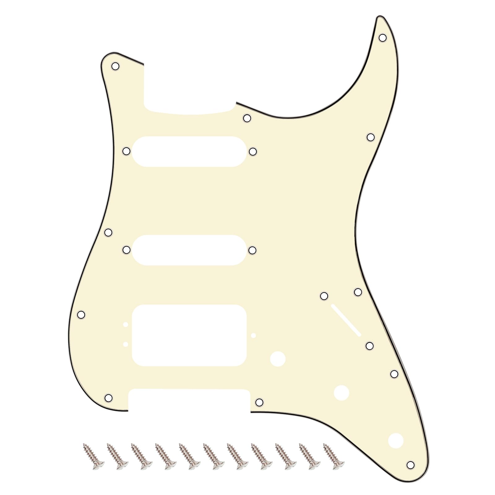- Banworks 11-Hole HSS Strat Pickguard 3-Screw Hole Round Corner Humbucking Mounting ST SSH Scratch Plate for USA/Mexican Fender Lonestar/Deluxe/Professional I Series Stratocaster JT/HB-23 3 Ply Cream