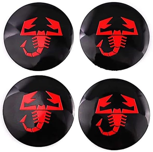 4 Pieces Car Wheel Stickers for Abarth 595 2012-2016, Wheel Centre Cap Stickers Car Hub Centre Cover Decorative Sticker Wheel Hubcaps,60mm
