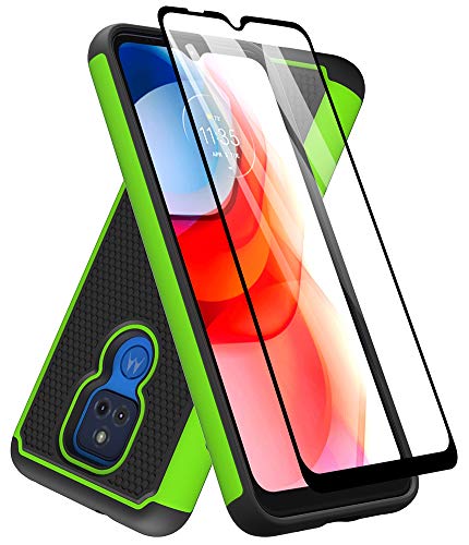 Dahkoiz Case for Moto G Play 2021 Case, Motorola G Play Case with Tempered Glass Screen Protector, Durable Defender Armor Cover Sturdy Protective Phone Cases for Motorola Moto G Play 2021, Green