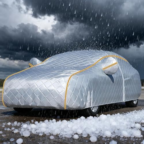 Full Car Cover for Toyota Avalon Sedan 2007-2011,Thickened Cotton Anti-Hail Car Covers Waterproof Scratch Resistant Dirtproof Antifreeze Insulation with Zipper Door