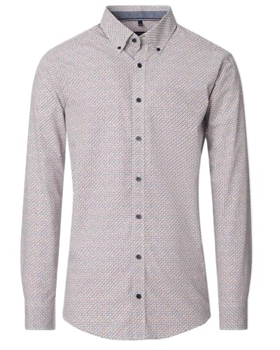Chemise manches longues de qualité CASAMODA coton marron et bleu coupe impeccable
