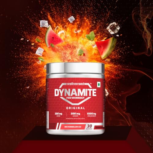Image of Dynamite Original Pre Workout For Men (30 Servings, Watermelon Ice) For Focus & Energy Boost With 6500mg Citrulline Complex | Preworkout Supplements For Men - 420g