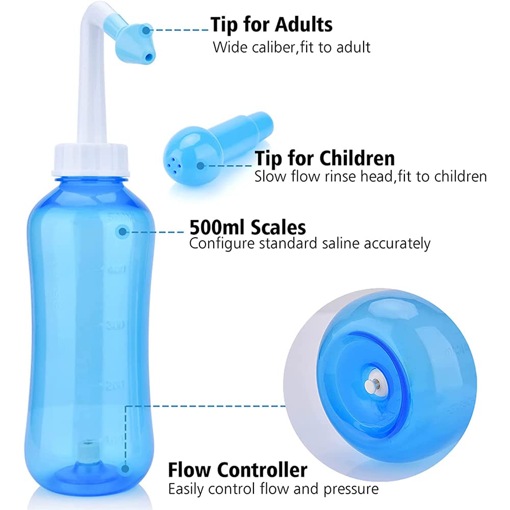 Mumoo Bear Nasal Wash Salt Rinse - Allergic Rhinitis Relief, Sinus Irrigation for Adults & Kids, 2.7g 300ml Nose Cleaner