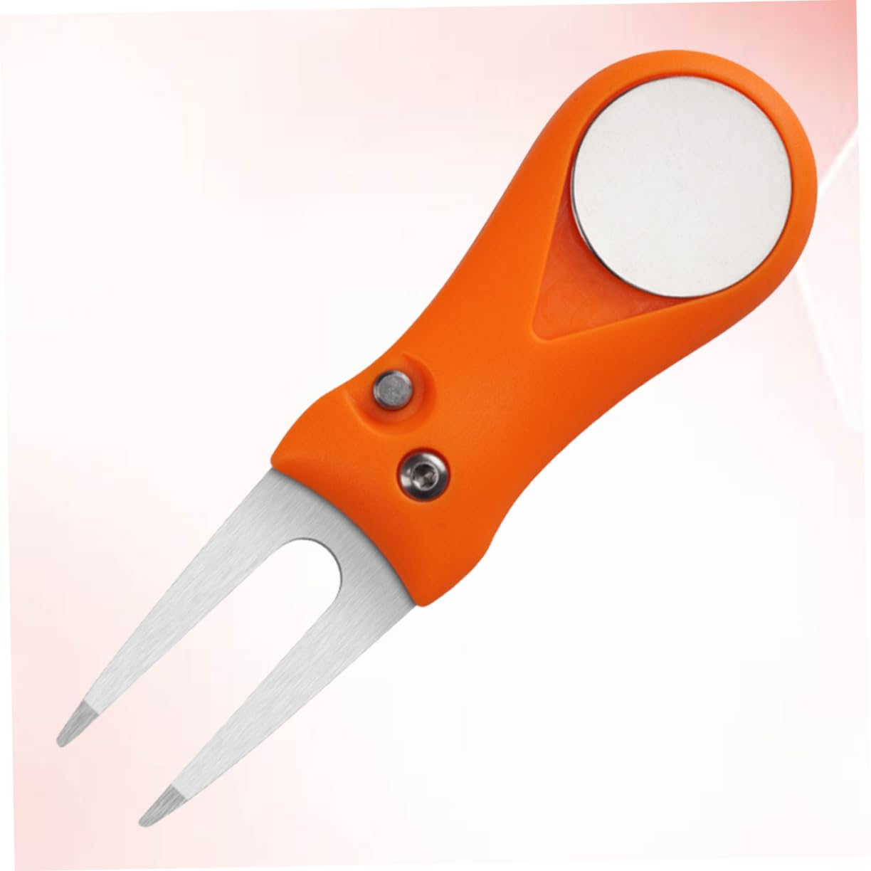 Outanaya Stainless Steel Divot Fork Tool with Abs Plastic Handle Design for Grass Repair Training Tool for Golf Enthusiasts Orange