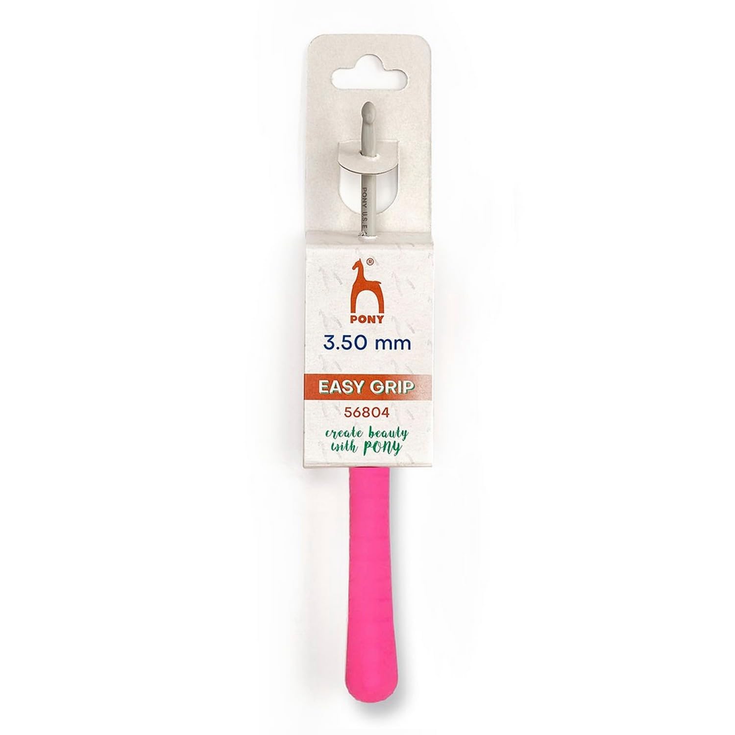 Pony Easy Grip Crochet Hook, 3.50mm, Aluminium, Pink