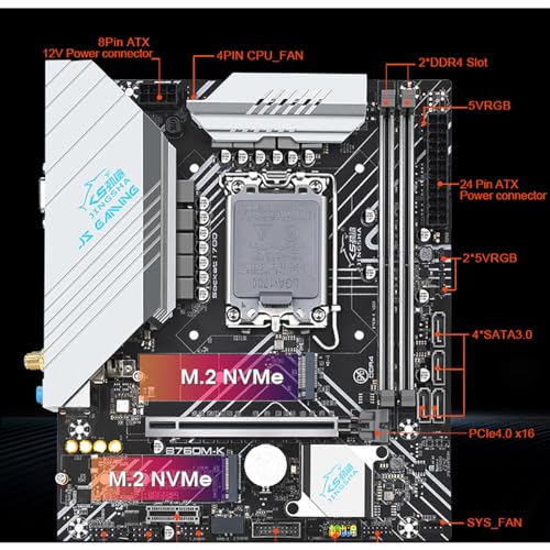 B760M-K Tomahawk WiFi DDR4 Placa Mãe de Jogos (Suporta Processadores Intel de 12ª/13ª Geração, LGA 1