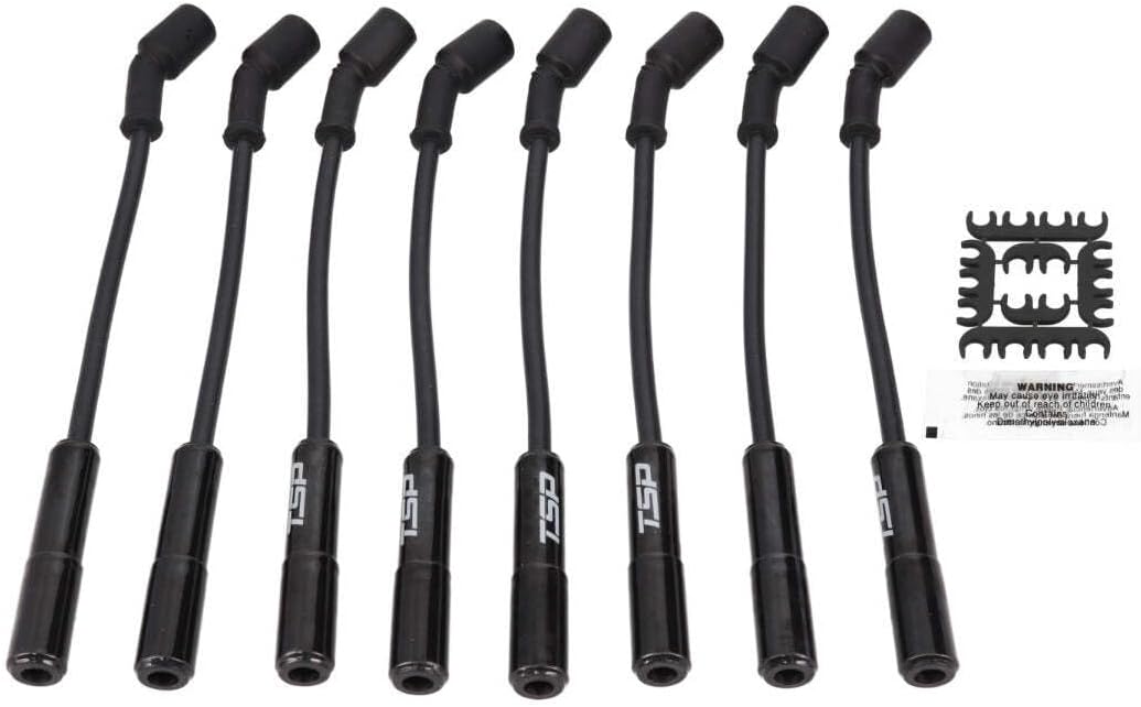 Top Street Performance 8.5mmBlack Ignition Spark Plug Wires with Straight Ceramic Plug Boots for GM Chevy LS Truck - Black