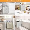 50L Foldable Laundry Hamper Rolling Laundry Basket Cart with Wheels Collapsible (Beige)