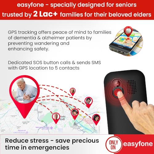 Image of easyfone Star - Senior Safety Phone with GPS Tracking, SOS Button, Auto Call Back, Discreet Listening, No Internet, Photo Speed Dial, Caregiver App, Long Battery, Dock Charger - by SeniorWorld