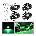 Rock Lights for Trucks, 4 Pods LED Rock Lights, IP67 Waterproof Neon Rock Lights Kits for Pickup ATV Off Road SUV, High Brightness Multifunction Underglow Lighting Glow Trail Rig Lamp (Green)