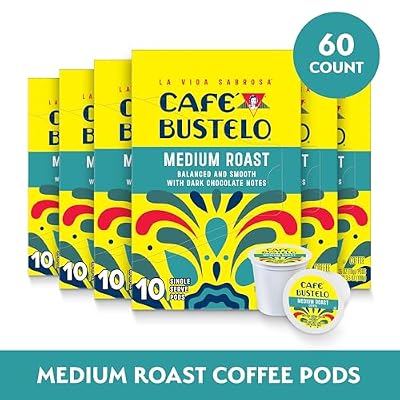 Cafe Bustelo Medium Roast, Single Serve Coffee Pods, 10 Count (Pack of 6)