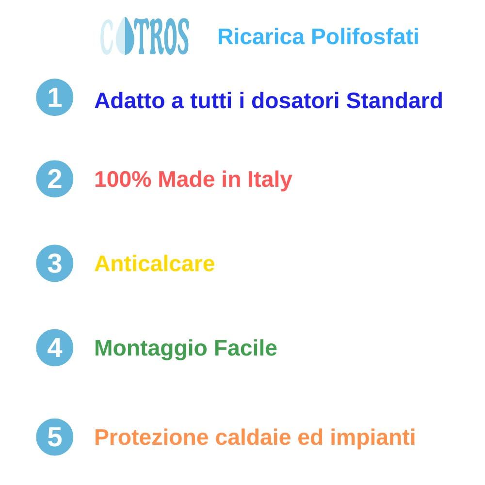 Ricarica Ricambio Polifosfati Dosatori Caldaie Elettrodomestici Impianti Universali Made in Italy (Confezione Pezzi 18)