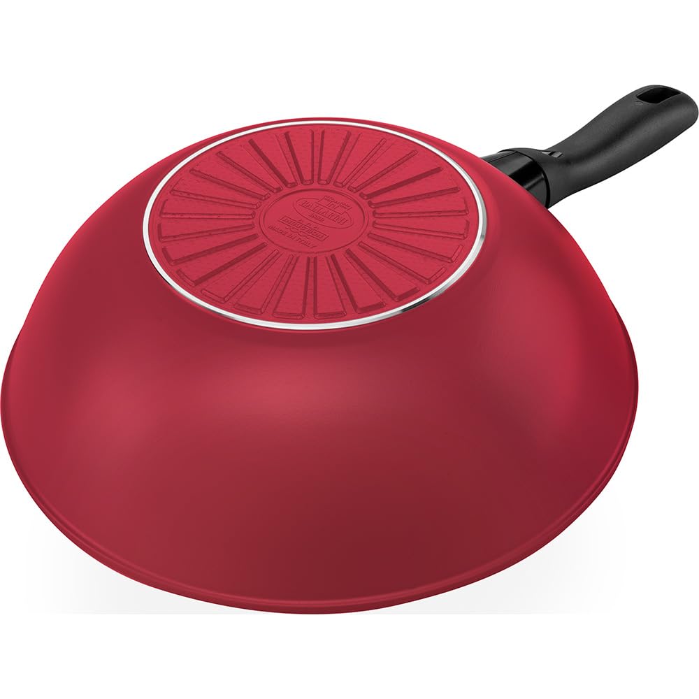BALLARINI Caprera - Wok (28 cm, aluminio, inducción, cerámica antiadherente, fabricado en Italia), color rojo