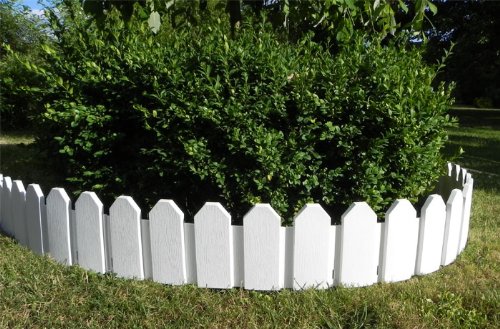 Zaun 4 tlg. Rasenkanten Beeteinfassung Palisade Beetumrandung Garten Rasen Zierzaun Gartenzaun weiß 2,36 m und Sichthöhe von 18 cm