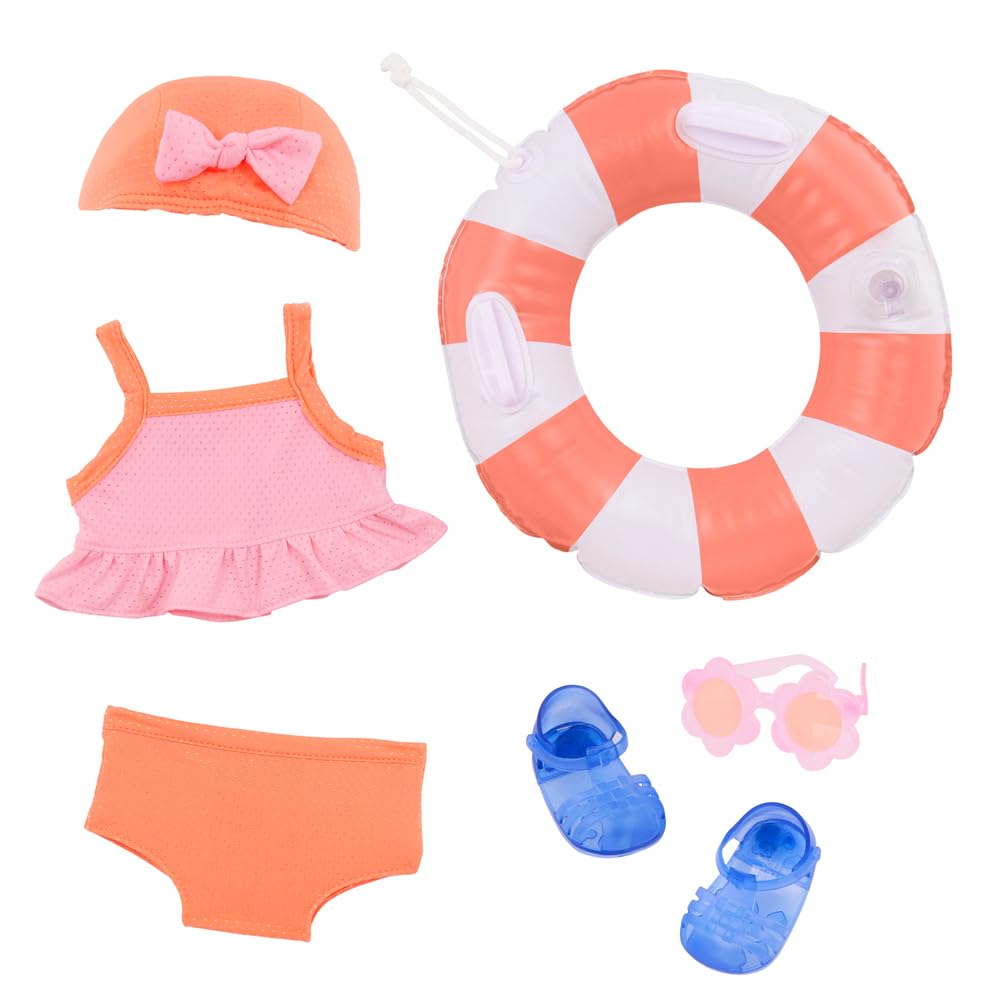 Our Generation – Vestiti per bambole da 46 cm – Con nuoto, occhiali da sole e sandali – Per bambini dai 3 anni in su, costume da bagno Floaty Fun