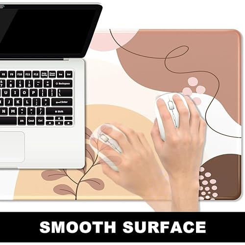 Image of Printed Gaming Mousepad - Premium Stitched Edges, Smooth Surface,Size 11x23 inches, Non-Slip Rubber Base - Ideal for Office & Gaming Setup (Boho Pink Abstract Flower)