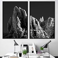 2 Piece Framed Canvas Wall Art Monochromatic Mountains Canvas Prints Home Artwork Decoration for Living Room,Bedroom - 16