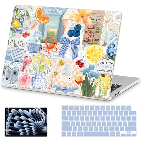 Image of AKIT for MacBook Air 15 inch Case M5 M4 M3 M2 Chip 2026-2023, Blue Collage